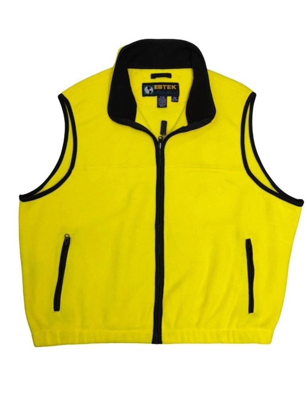 EDDIE BAUER EBTEK Fleece Vest Yellow Vintage Y2K Ski Mens 2XL